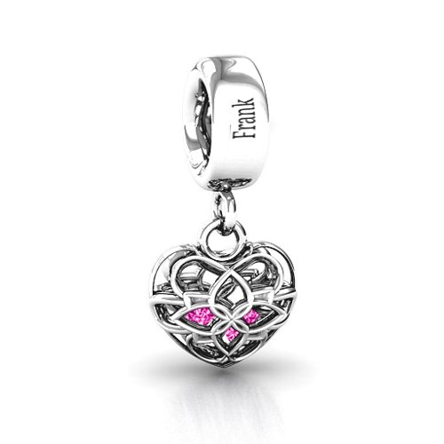 Beautiful Blossom Caged Bracelet Charm – Sterling Silver with Pink Tourmaline