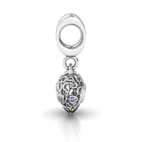 A Mother's Love Caged Bracelet Charm – Sterling Silver with Amethyst