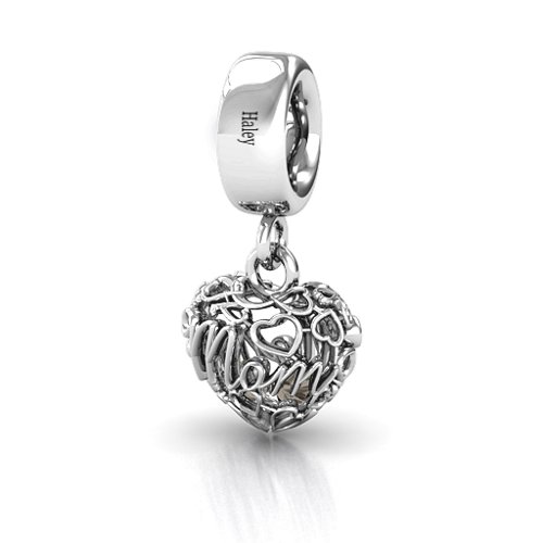 A Mother's Love Caged Bracelet Charm – Sterling Silver with Smokey Quartz