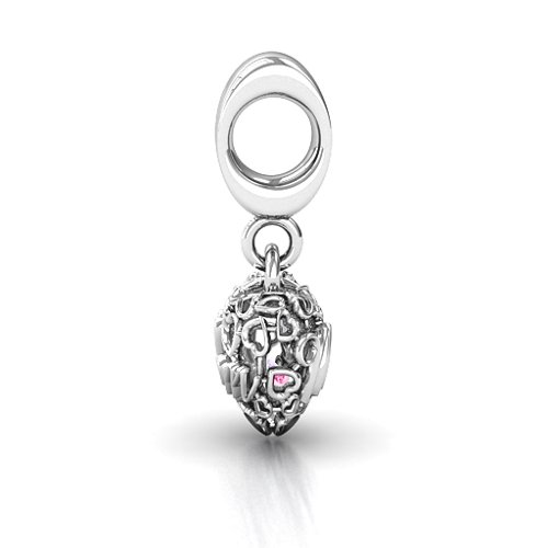 A Mother's Love Caged Bracelet Charm – Sterling Silver with Amethyst and Pink Tourmaline