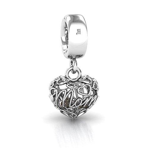 A Mother's Love Caged Bracelet Charm – Sterling Silver with Smokey Quartz
