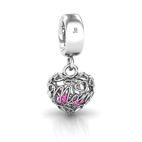 A Mother's Love Caged Bracelet Charm – Sterling Silver with Pink Tourmaline