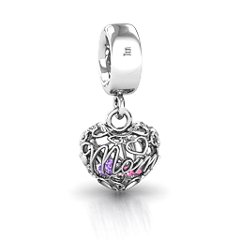 A Mother's Love Caged Bracelet Charm – 10K Yellow Gold with Emerald and Ruby