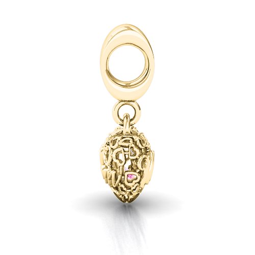 A Mother's Love Caged Bracelet Charm – 10K Yellow Gold with Amethyst and Pink Tourmaline