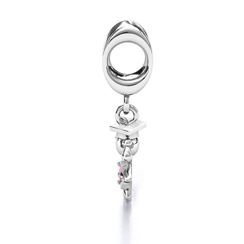 She Graduated! Bracelet Charm – Sterling Silver with Pink Tourmaline
