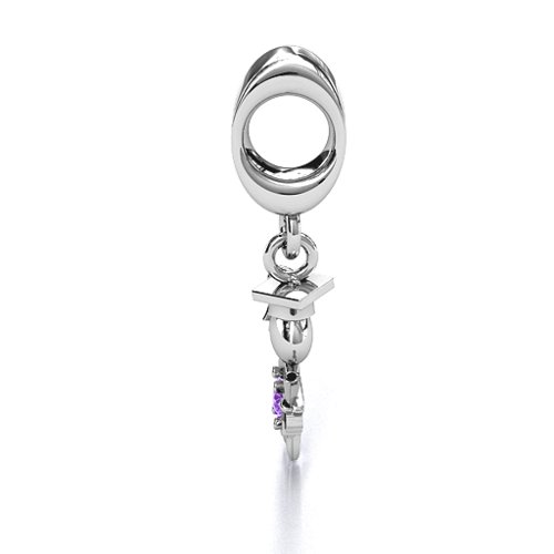 He Graduated! Bracelet Charm – Sterling Silver with Amethyst