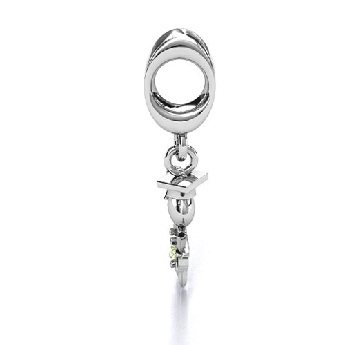 He Graduated! Bracelet Charm – Sterling Silver with Peridot