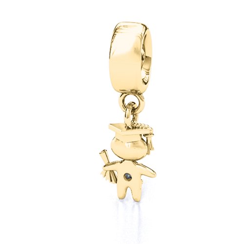 He Graduated! Bracelet Charm – 10K Yellow Gold with Cubic Zirconia