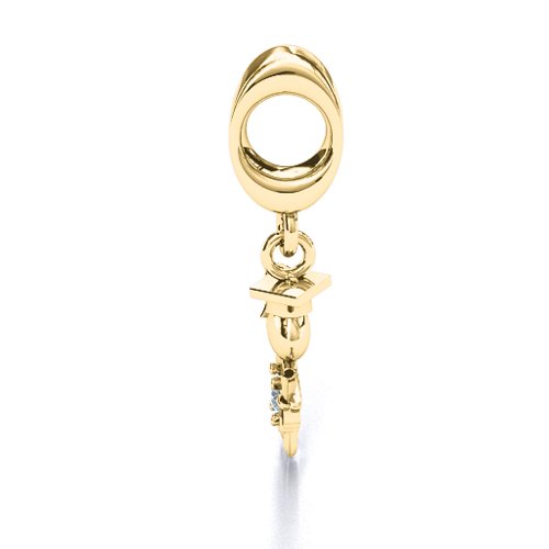 He Graduated! Bracelet Charm – 10K Yellow Gold with Cubic Zirconia