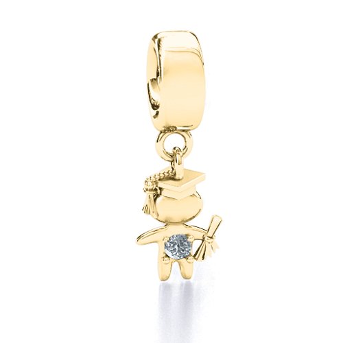 He Graduated! Bracelet Charm – 10K Yellow Gold with Cubic Zirconia