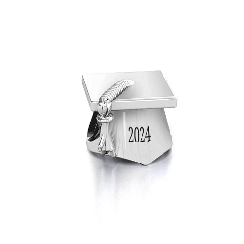 Graduation Cap Bracelet Charm – Sterling Silver