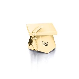 Graduation Cap Bracelet Charm in 10K Solid Yellow Gold