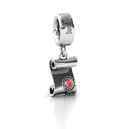 Proud Graduate Bracelet Charm in 925 Sterling Silver with Garnet