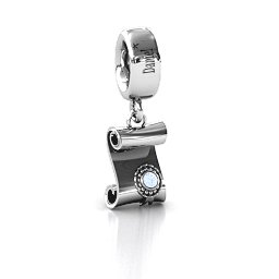 Proud Graduate Bracelet Charm in 925 Sterling Silver with Aquamarine