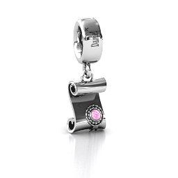 Proud Graduate Bracelet Charm in 925 Sterling Silver with Pink Tourmaline