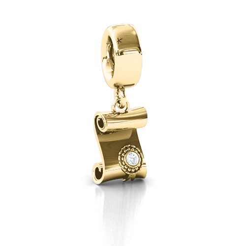 Proud Graduate Bracelet Charm – 10K Yellow Gold with Cubic Zirconia