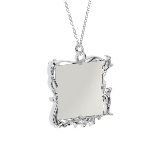 Square Cherry Blossom Photo Frame Necklace – Sterling Silver