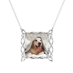 Square Infinity Photo Frame Necklace – Sterling Silver