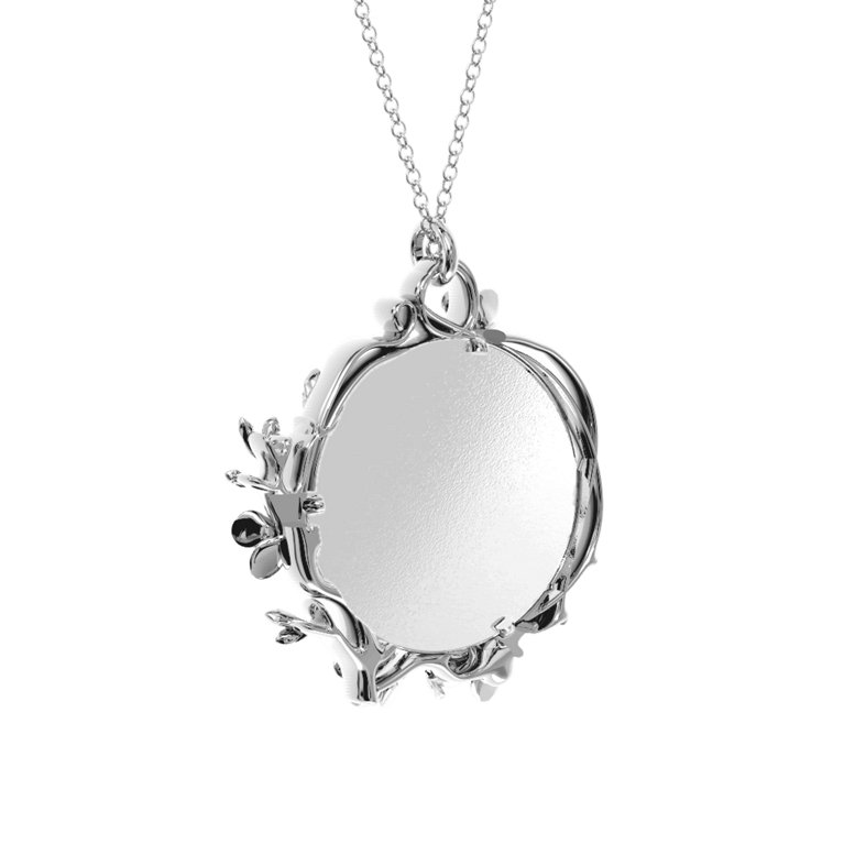 Round Cherry Blossom Photo Frame Necklace Jewlr