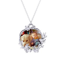 Round Cherry Blossom Photo Frame Necklace