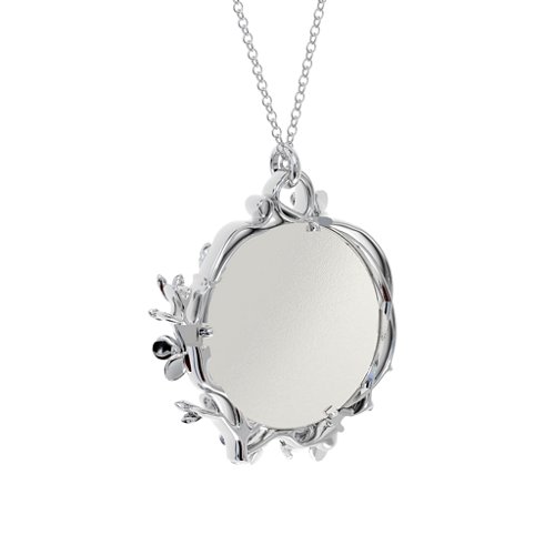 Round Cherry Blossom Photo Frame Necklace – Sterling Silver