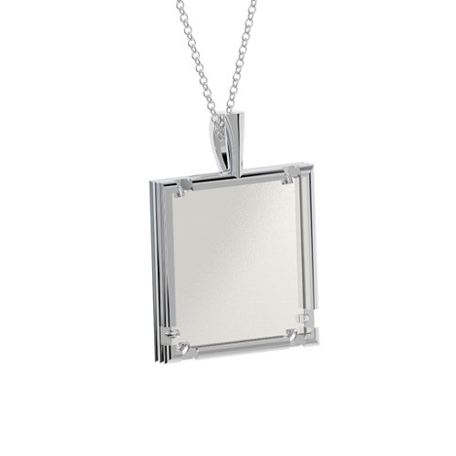 Classic Square Photo Frame Necklace – Sterling Silver