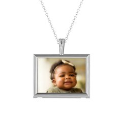 Classic Rectangular Photo Frame Necklace – Sterling Silver
