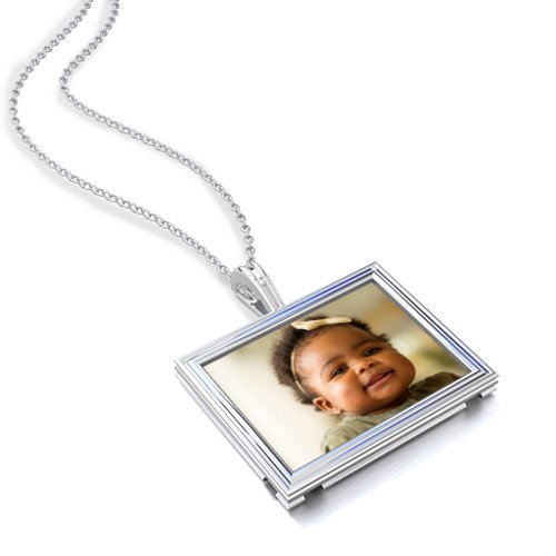 Classic Rectangular Photo Frame Necklace – Sterling Silver
