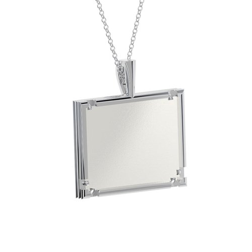 Classic Rectangular Photo Frame Necklace – Sterling Silver