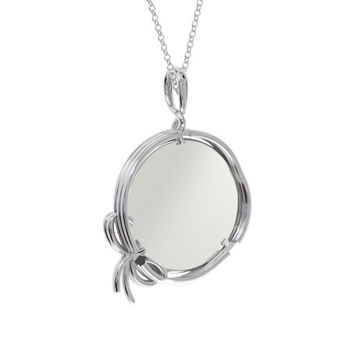 Ribbon And Bow Round Photo Frame Necklace – Sterling Silver