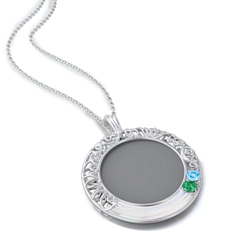 Round Engravable Filligree Photo Frame Necklace