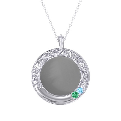Round Engravable Filligree Photo Frame Necklace