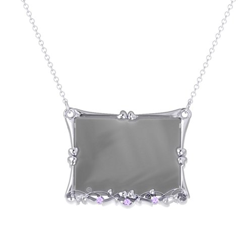Fancy Rectangular Photo Frame Necklace With Accents