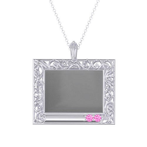Rectangular Engravable Filligree Photo Frame Necklace