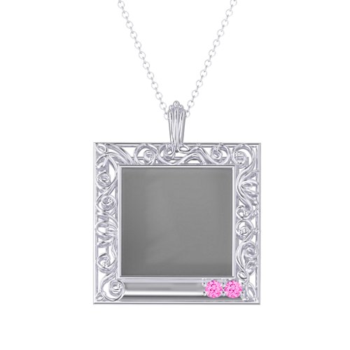 Square Engravable Filligree Photo Frame Necklace