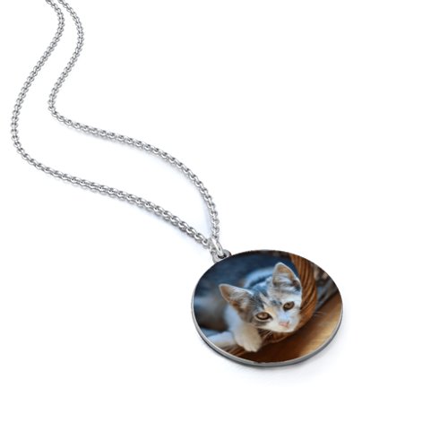 Round Frameless Photo Necklace – Sterling Silver
