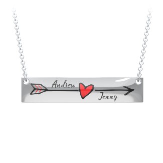 Personalized Heart and Arrow Bar Necklace