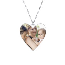 Photo Heart Pendant with Engravable Back