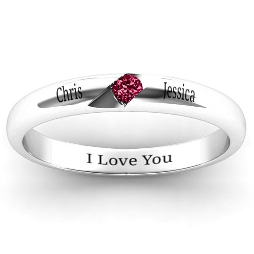 Women's Reveal Stone Grooved Ring