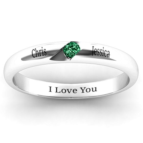 Women's Reveal Stone Grooved Ring