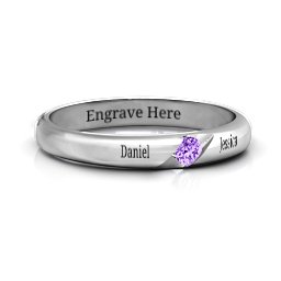 Women's Reveal Stone Grooved Ring in 925 Sterling Silver with Amethyst