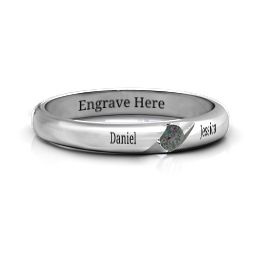 Women's Reveal Stone Grooved Ring in 925 Sterling Silver with Alexandrite