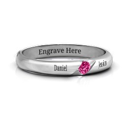 Women's Reveal Stone Grooved Ring in 925 Sterling Silver with Ruby