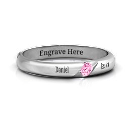 Women's Reveal Stone Grooved Ring in 925 Sterling Silver with Pink Tourmaline