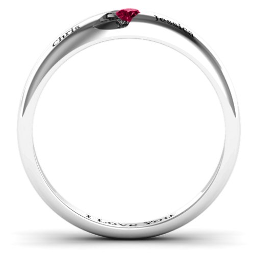 Women's Reveal Stone Grooved Ring – Sterling Silver with Ruby