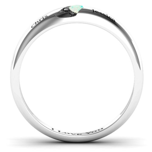 Women's Reveal Stone Grooved Ring – Sterling Silver with Opal