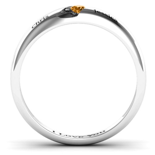 Women's Reveal Stone Grooved Ring – Sterling Silver with Citrine