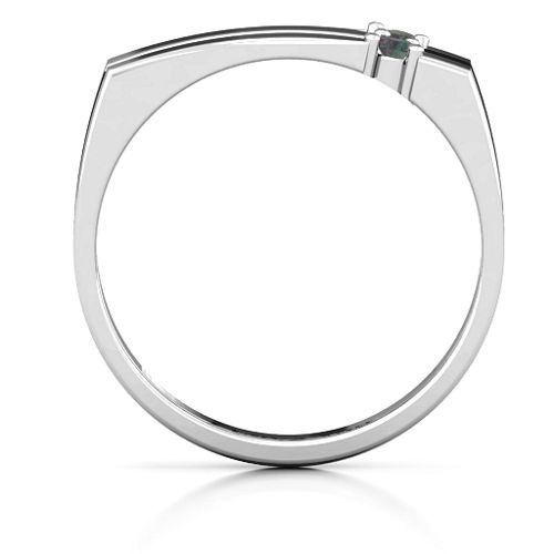 Women's Crevice Grooved Ring – Sterling Silver with Alexandrite