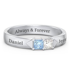 Timeless Romance Ring – 10K Rose Gold with Blue Topaz and Cubic Zirconia