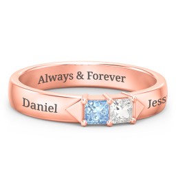 Timeless Romance Ring in 10K Solid Rose Gold with Blue Topaz and Cubic Zirconia